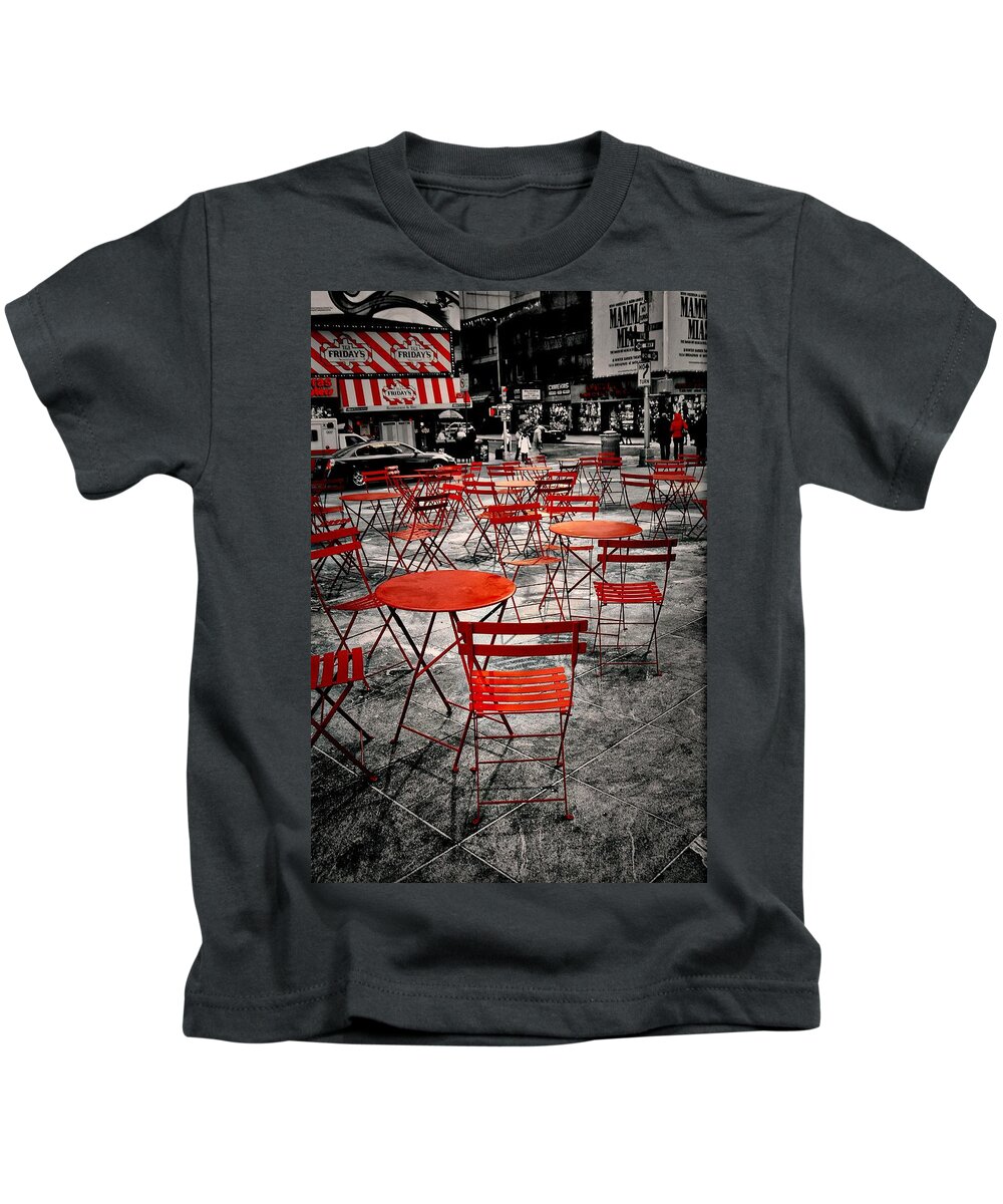 New York City Kids T-Shirt featuring the photograph Red In My World - New York City by Angie Tirado