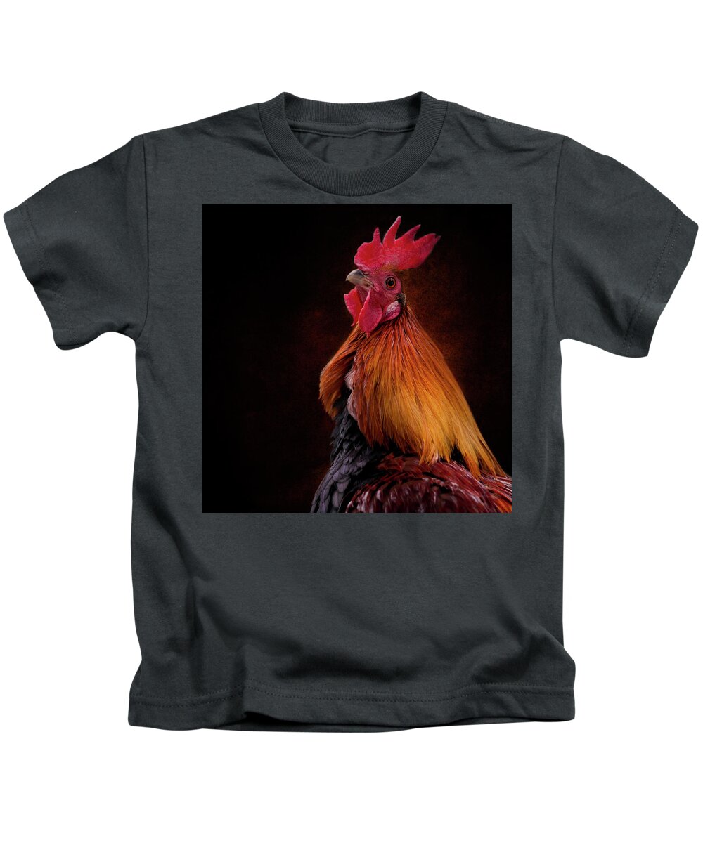 Red Jungle Fowl Kids T-Shirt featuring the photograph Red Jungle Fowl Rooster by Diana Andersen