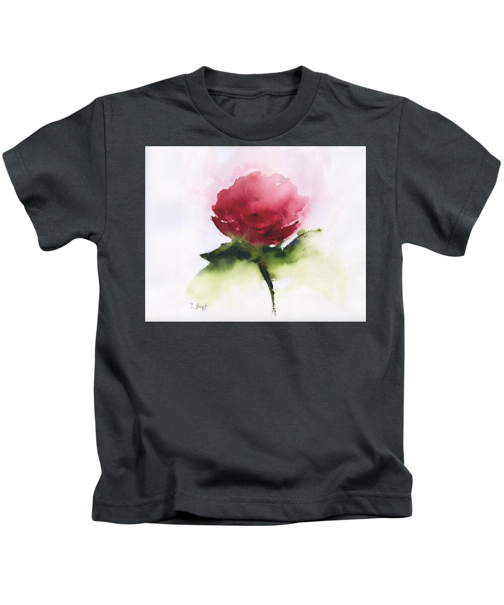 Red Rose Kids T-Shirt featuring the painting Red Rose Abstract by Frank Bright