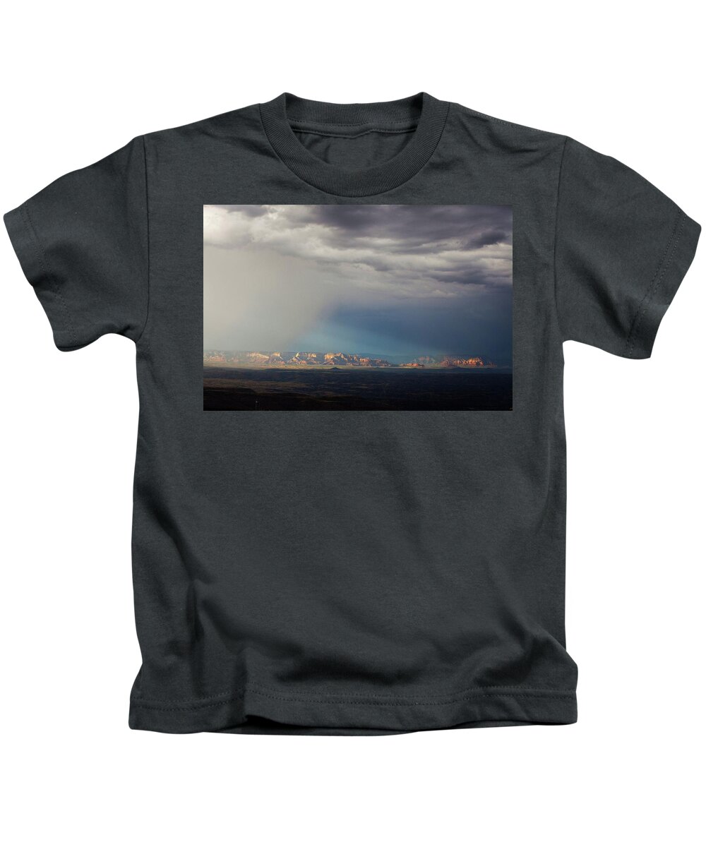 Red Rocks Kids T-Shirt featuring the photograph Red Rock Monsoon by Ron Chilston
