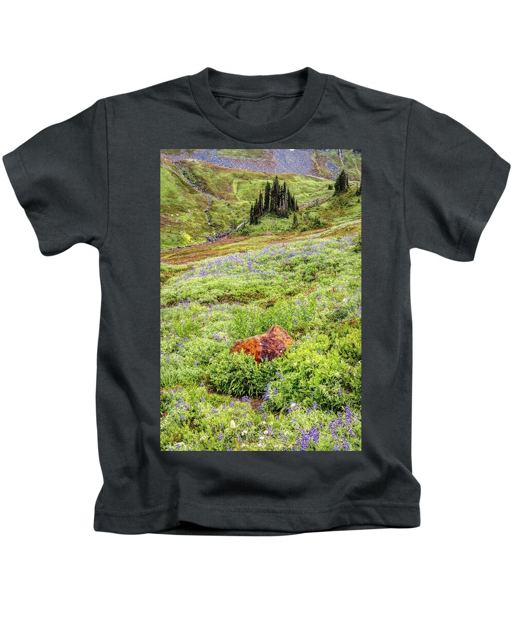 Red Rock Kids T-Shirt featuring the photograph Red Rock of Rainier by Pierre Leclerc Photography