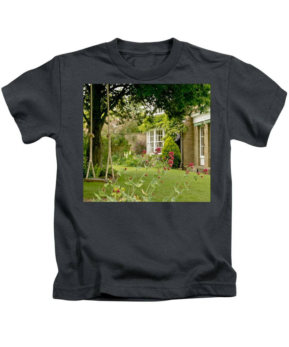 Gardens Kids T-Shirt featuring the photograph Red Valerian Flowers. by Elena Perelman