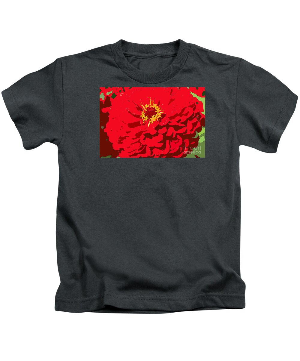 Zinnia Kids T-Shirt featuring the photograph Red Zinnia by Jeanette French