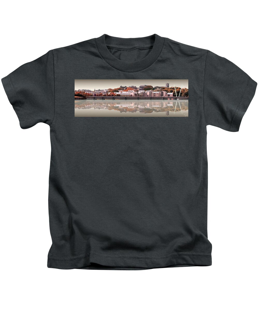 Lancaster Kids T-Shirt featuring the digital art Reflection River Lune - Sepia #1 by Joe Tamassy