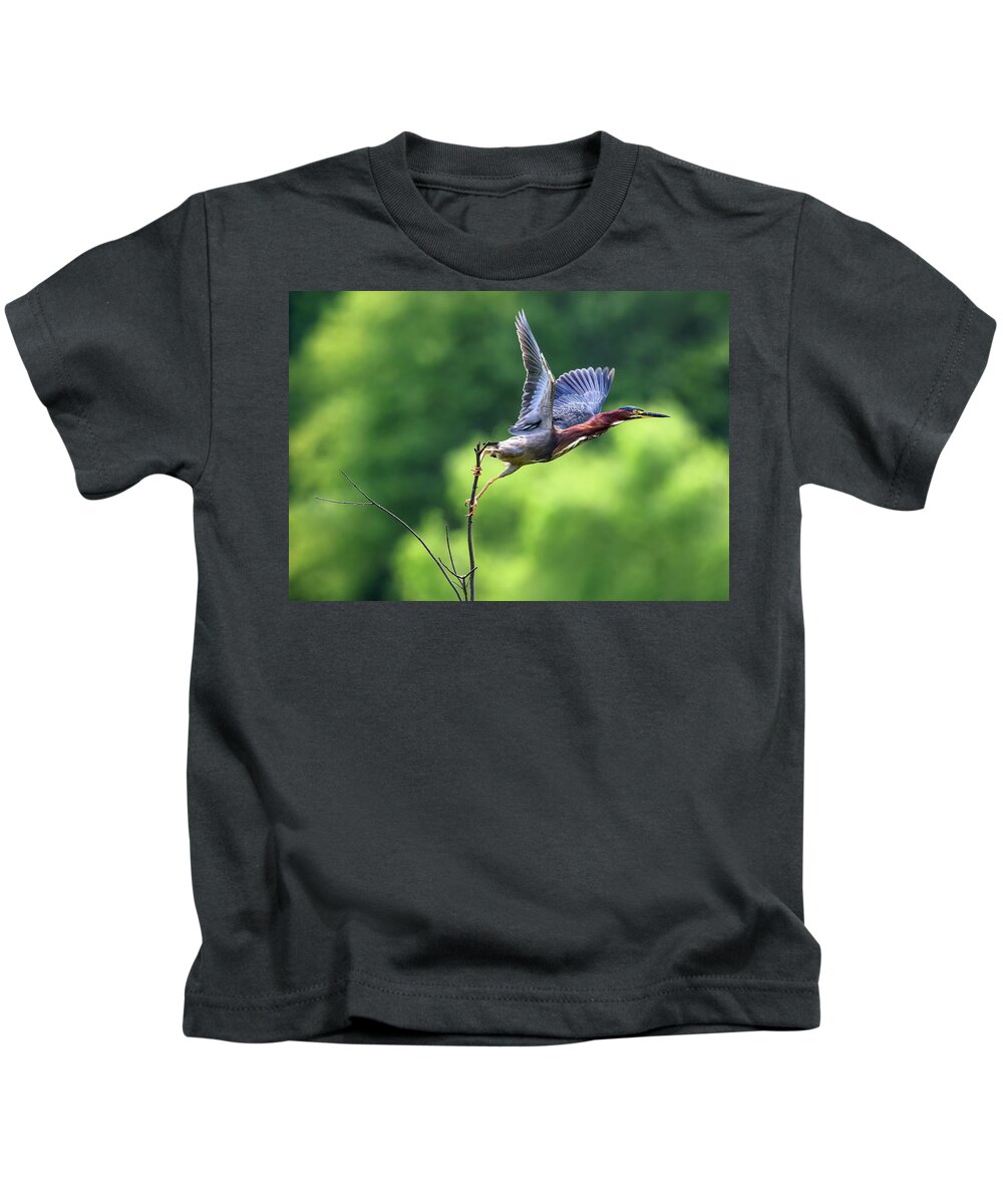Heron Kids T-Shirt featuring the photograph Release Point by Art Cole