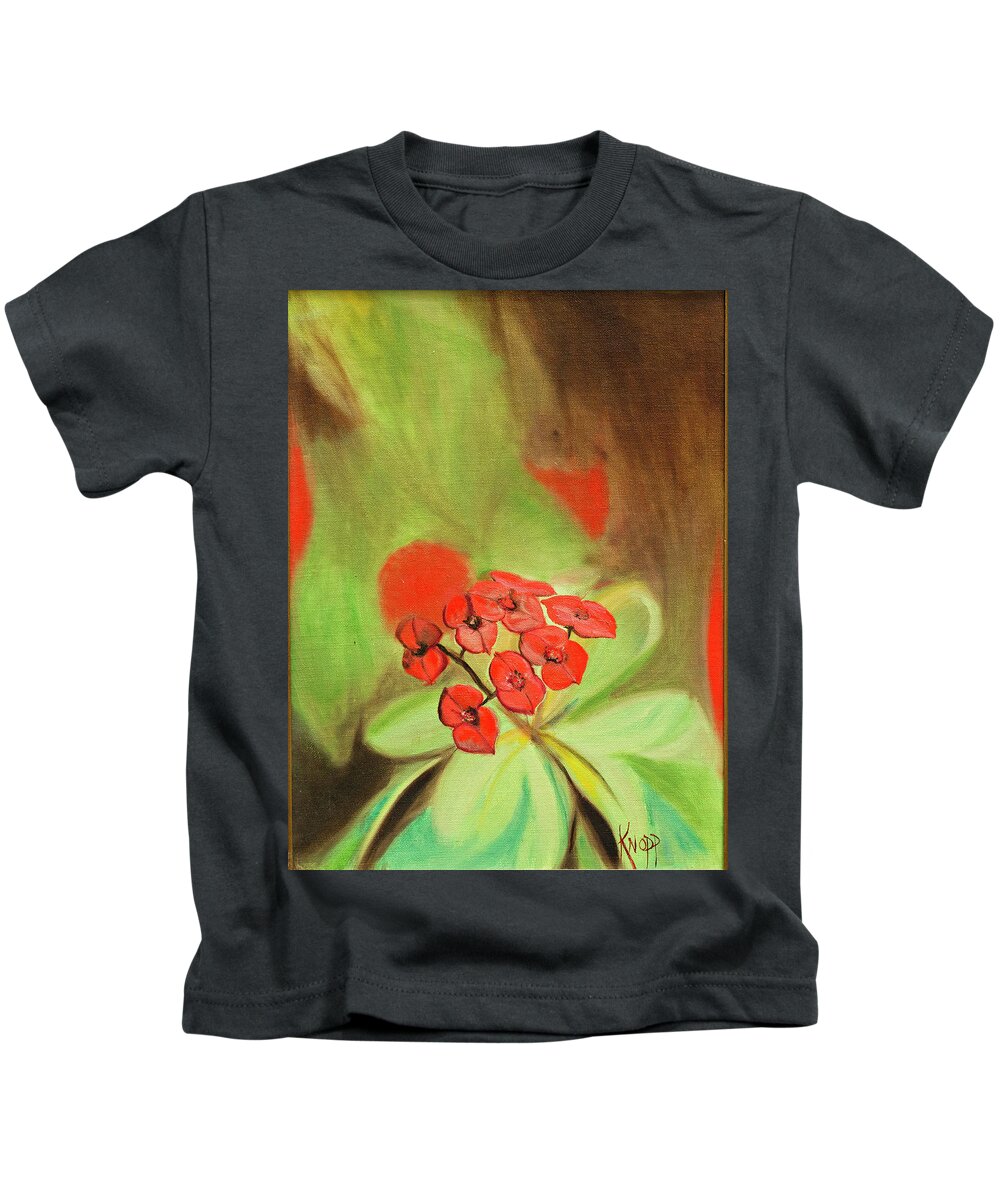 Orignail Oil Painting Kids T-Shirt featuring the painting Remberance Poppy by Kathy Knopp