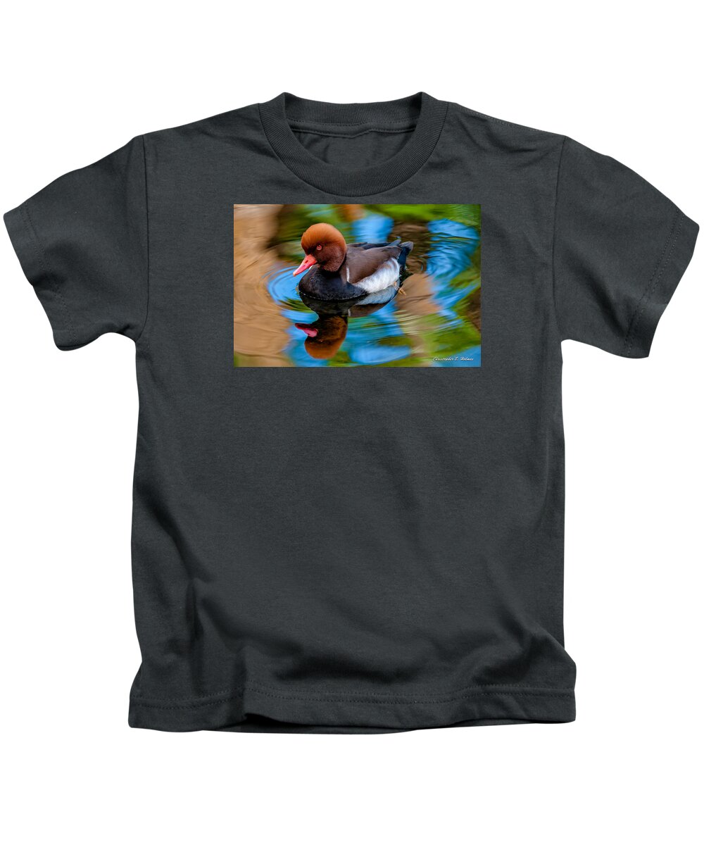 Bird Kids T-Shirt featuring the photograph Resting In Pool Of Colors by Christopher Holmes