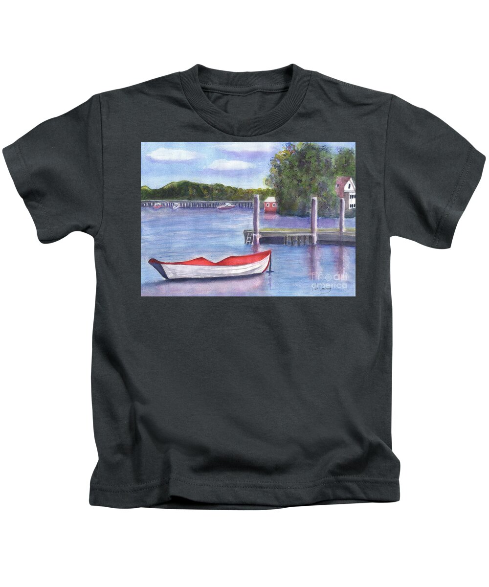 Boat Kids T-Shirt featuring the painting Resting by Sue Carmony