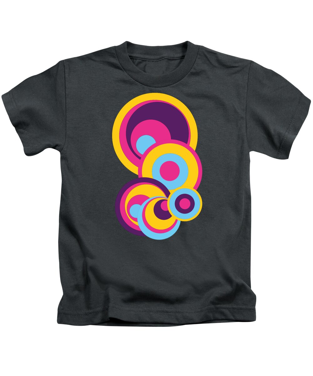 Gravityx9 Kids T-Shirt featuring the mixed media Retro Circles Groovy Colors by Gravityx9 Designs