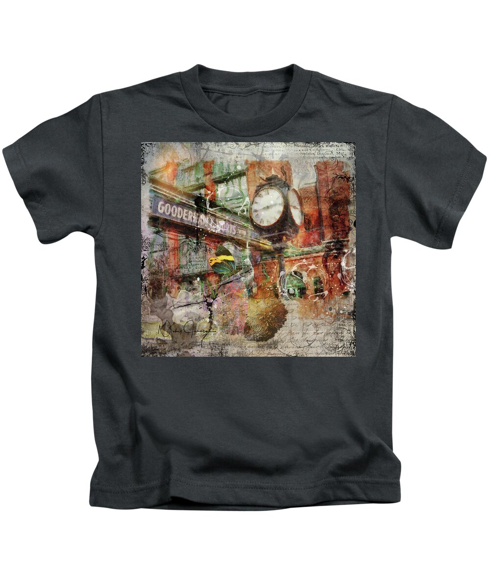 Toronto Kids T-Shirt featuring the digital art Riot of Colour Distillery District by Nicky Jameson