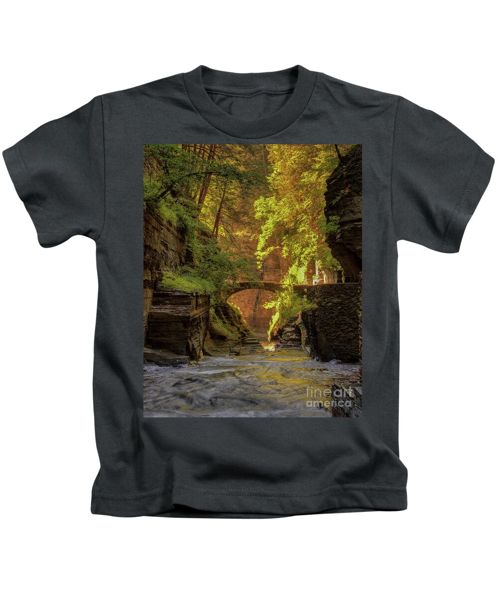 Gorge Kids T-Shirt featuring the photograph Rivendell Bridge by Rod Best