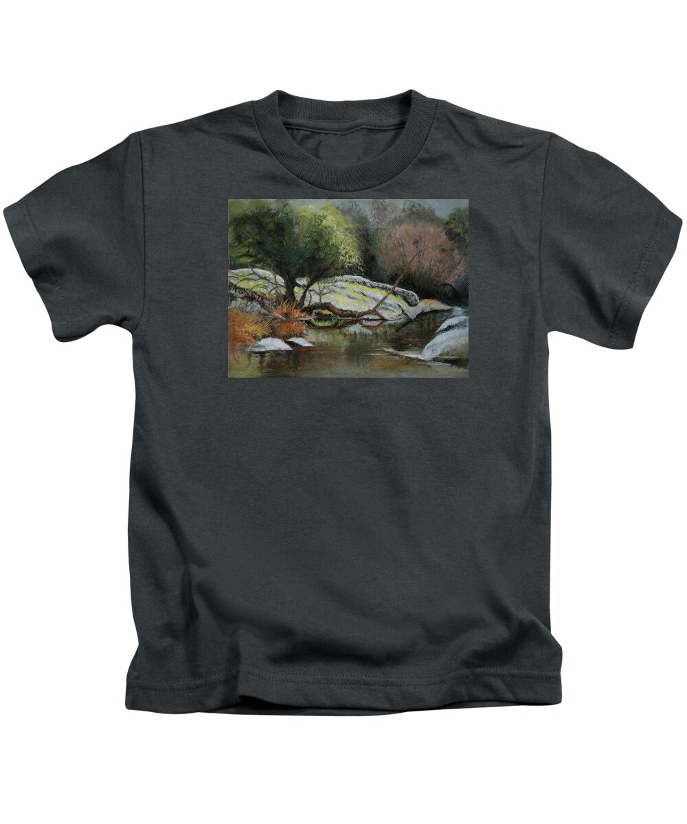 River Kids T-Shirt featuring the pastel River Reflections by Sandra Lee Scott