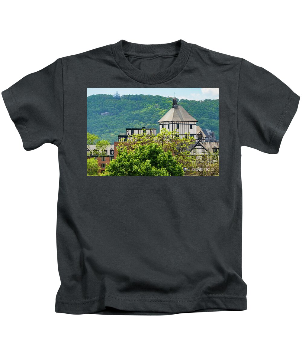 Roanoke Kids T-Shirt featuring the photograph Roanoke Star over the Hotel by Bob Phillips