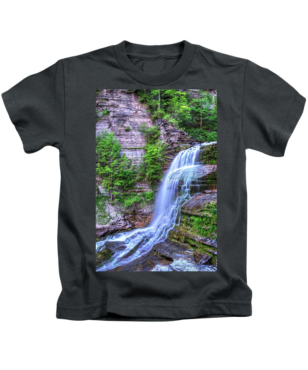Robert H. Treman State Park Kids T-Shirt featuring the photograph Robert H. Treman State Park Flowing Water Ithaca NY by Toby McGuire