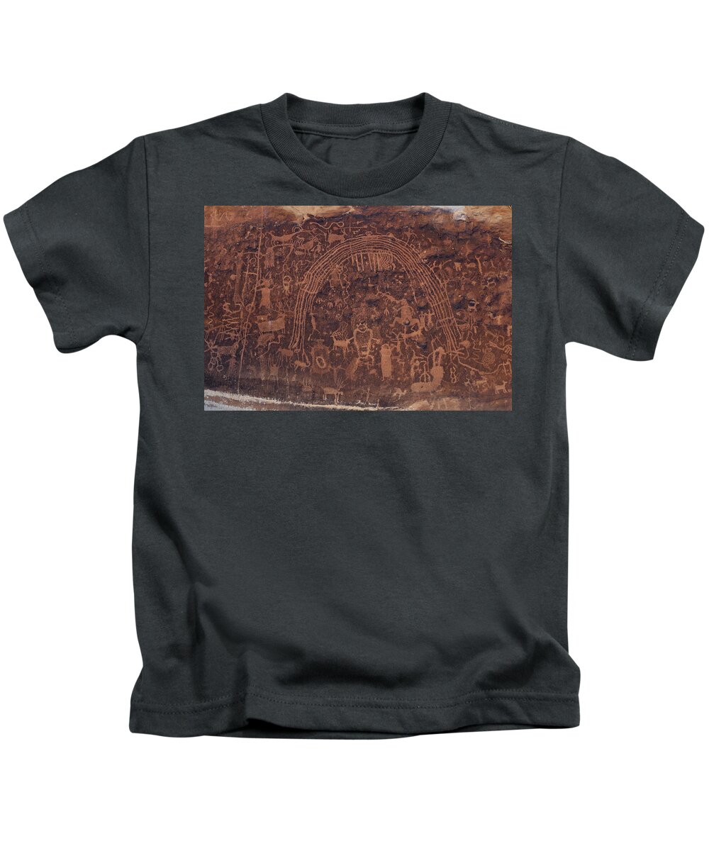 Petroglyph Panel Kids T-Shirt featuring the photograph Rochester Rainbow Detail by Kathleen Bishop