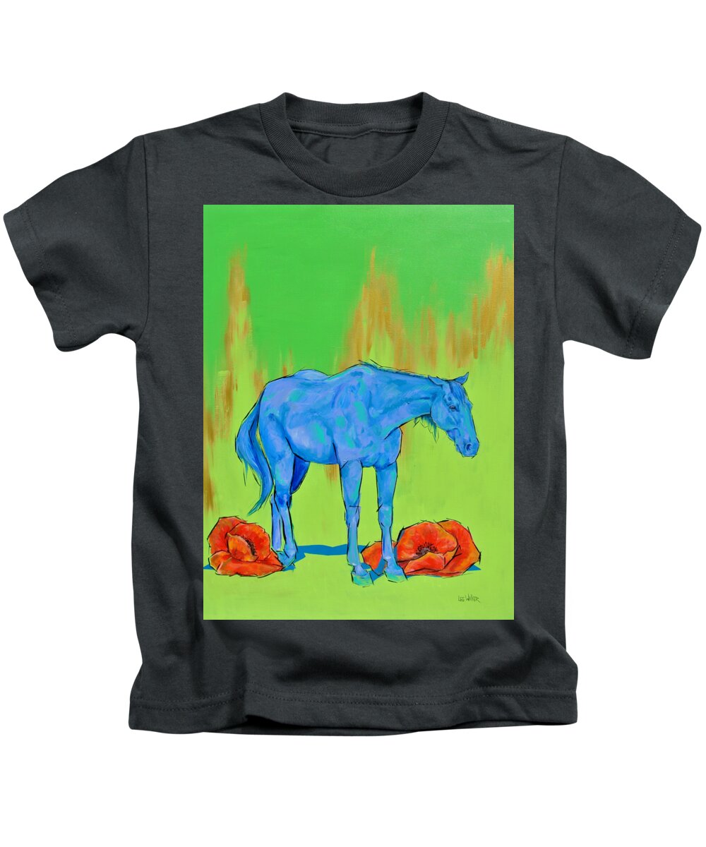 Horse Kids T-Shirt featuring the painting Rocinante 1 by Lee Walker
