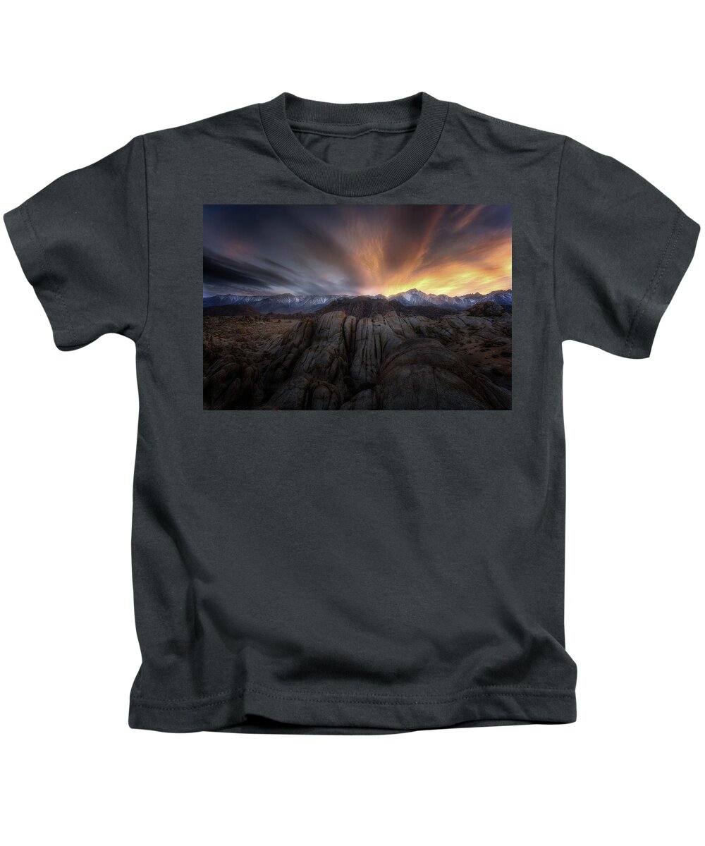 Alabama Hills Kids T-Shirt featuring the photograph Rock Eruption by Nicki Frates