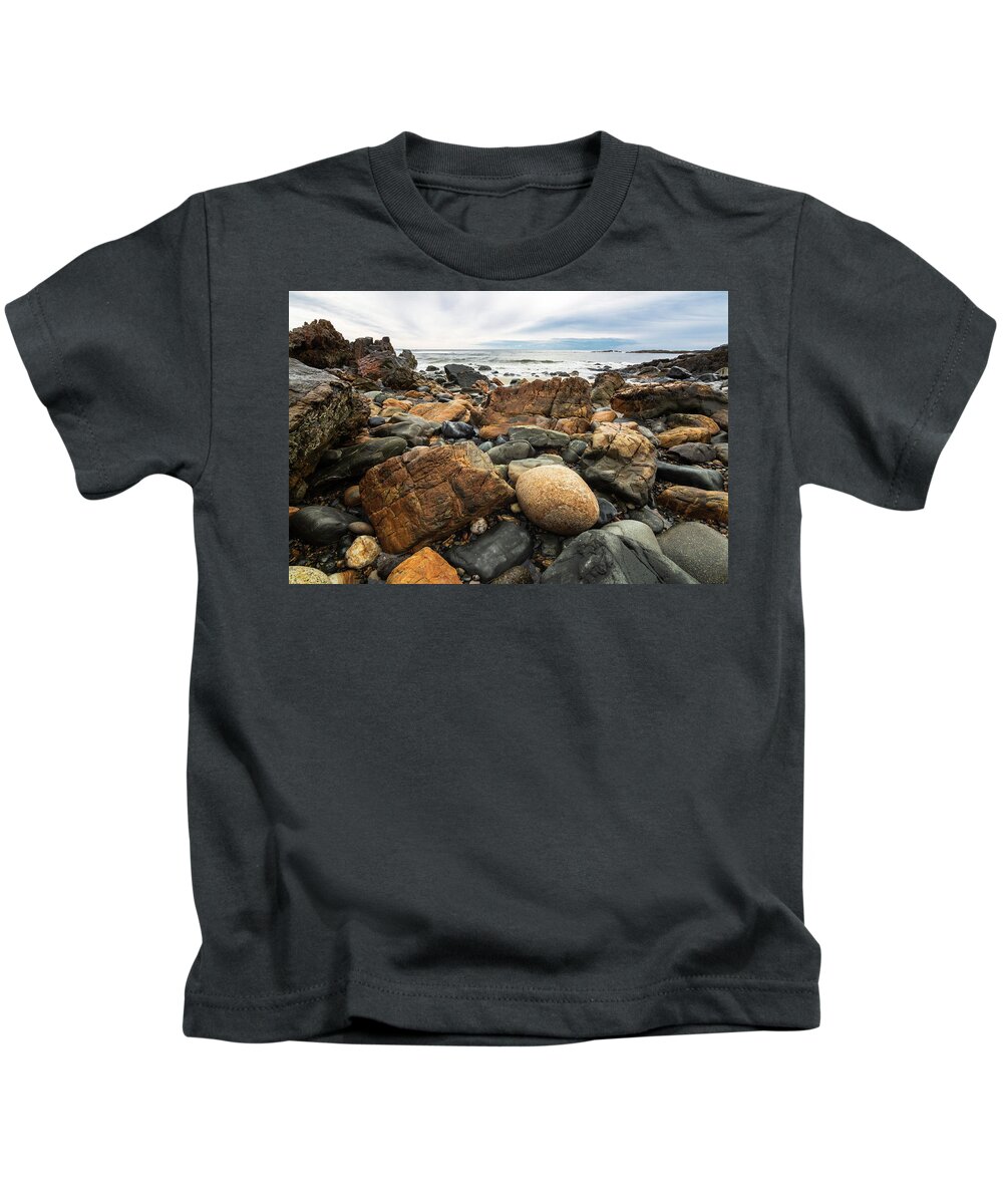 Maine Kids T-Shirt featuring the photograph Rocky Maine Coast by Natalie Rotman Cote