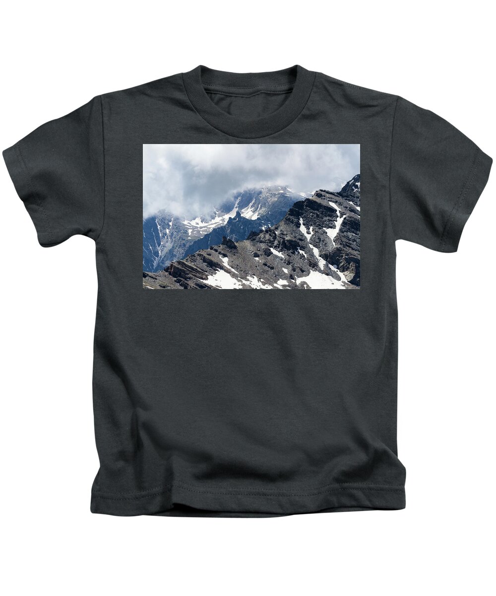 Mountain Landscape Kids T-Shirt featuring the photograph Rocky ridge - French Alps by Paul MAURICE