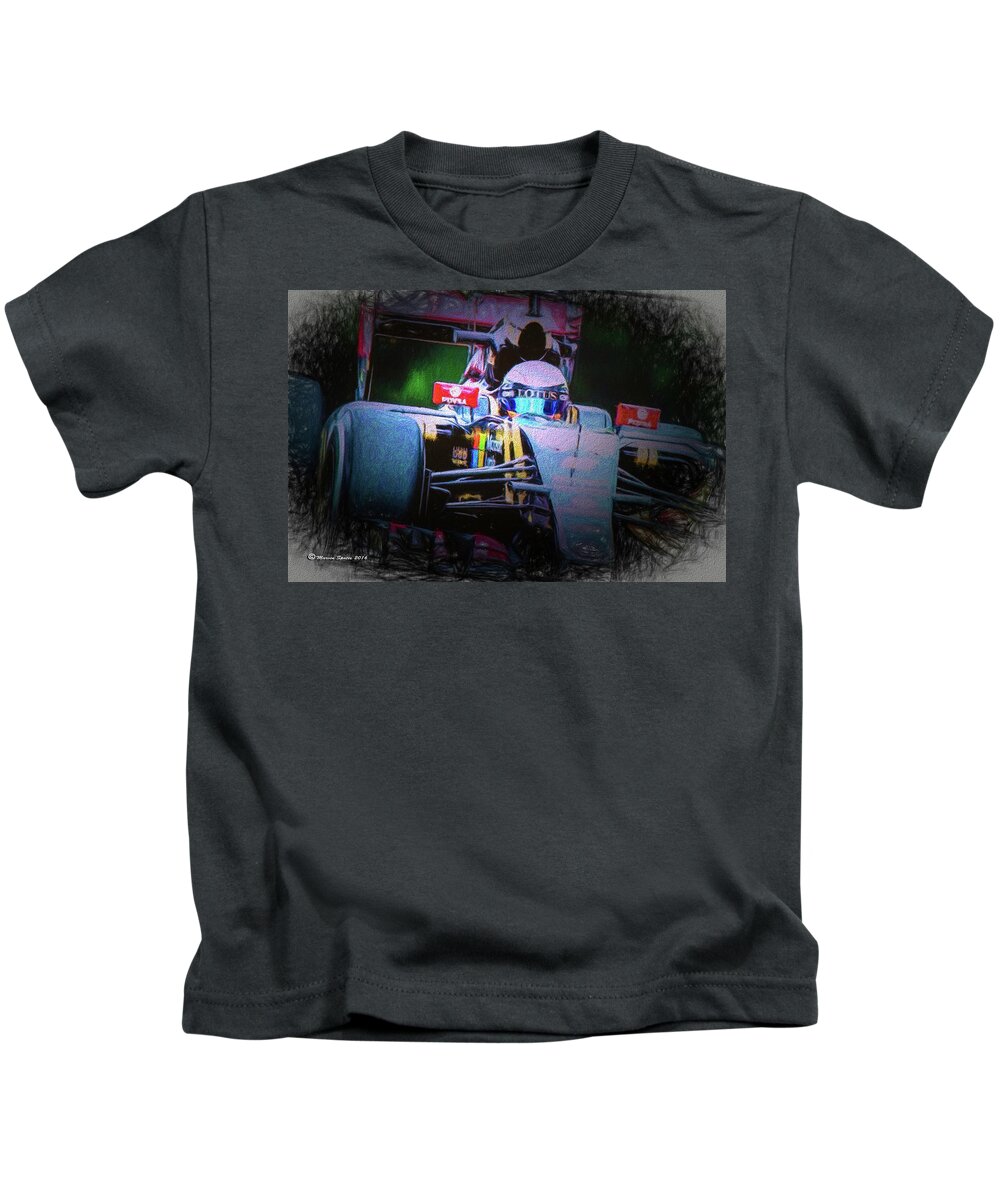 Race Kids T-Shirt featuring the digital art Romain Grosjean 2015 by Marvin Spates