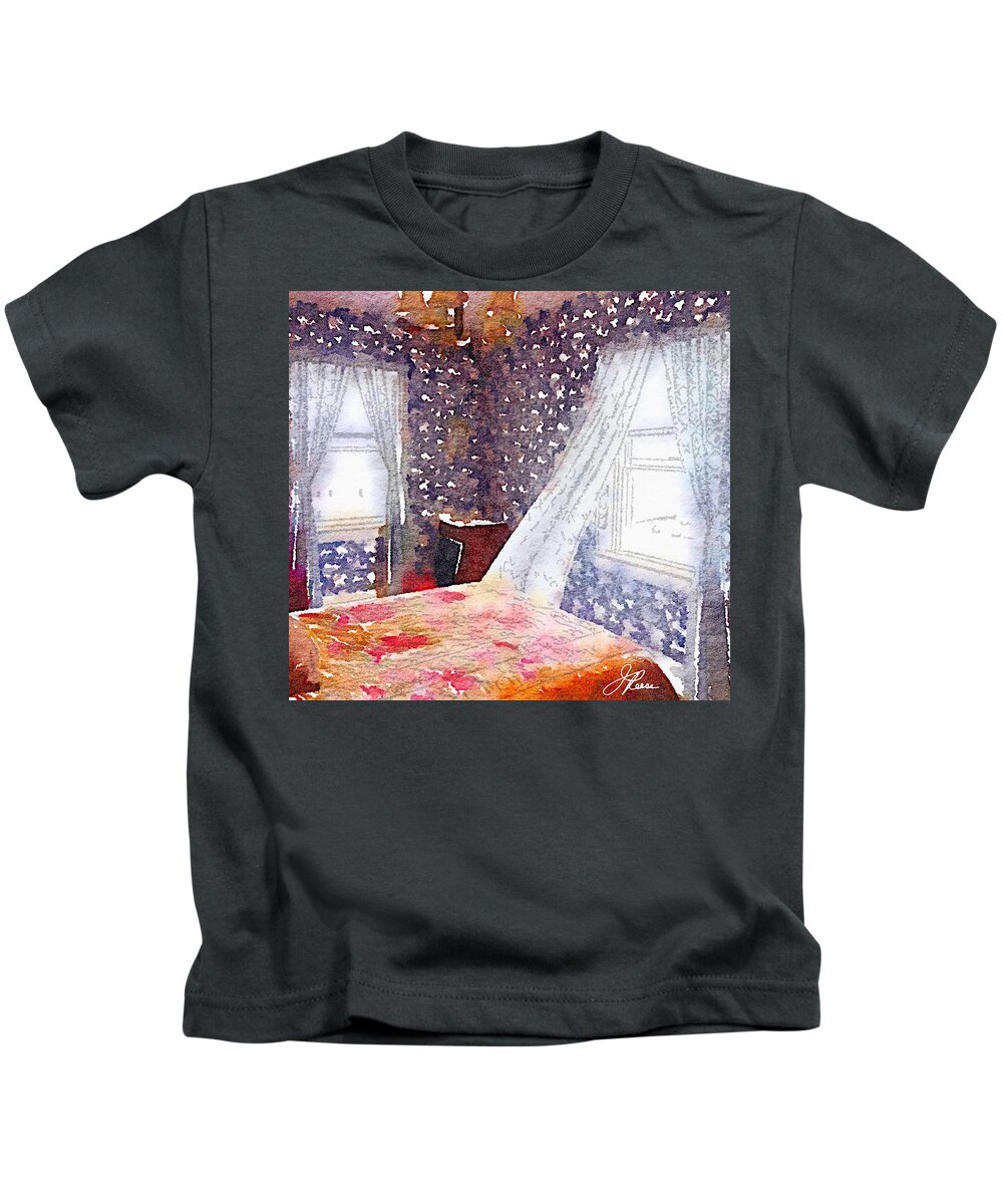 Victorian Furniture Kids T-Shirt featuring the painting Room 803 by Joan Reese