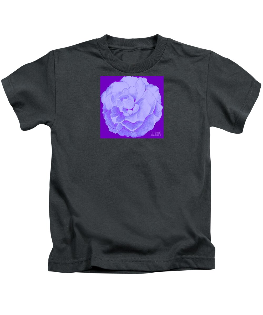 Rose Kids T-Shirt featuring the digital art Rose On Purple by Helena Tiainen