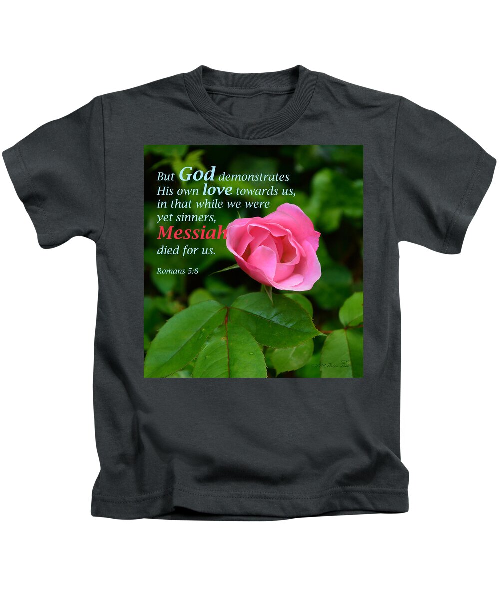 Scripture Kids T-Shirt featuring the photograph No Greater Love by Brian Tada