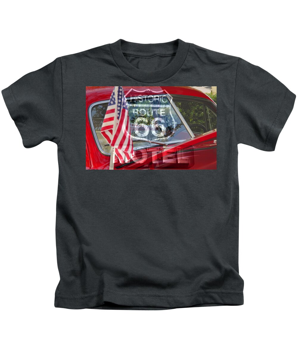 Route 66 Highway Kids T-Shirt featuring the photograph Route 66 the American highway by David Lee Thompson