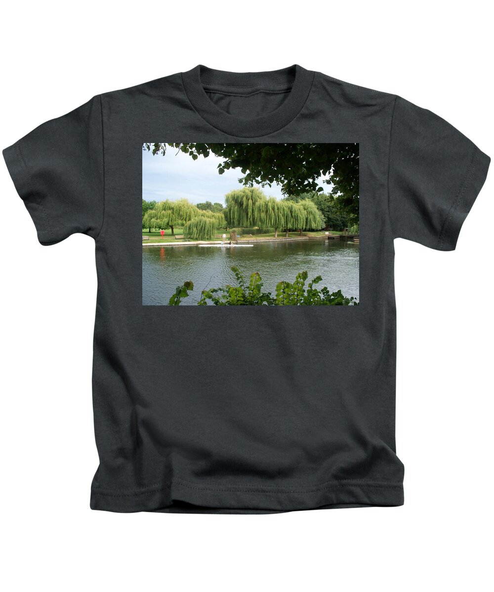 Boat Kids T-Shirt featuring the photograph Rower on River Avon by Kenlynn Schroeder