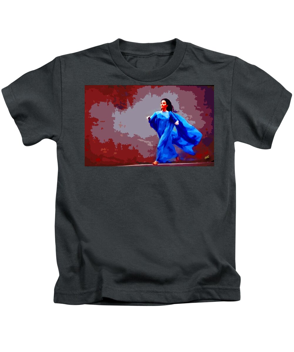 Running Kids T-Shirt featuring the painting Running Woman by CHAZ Daugherty