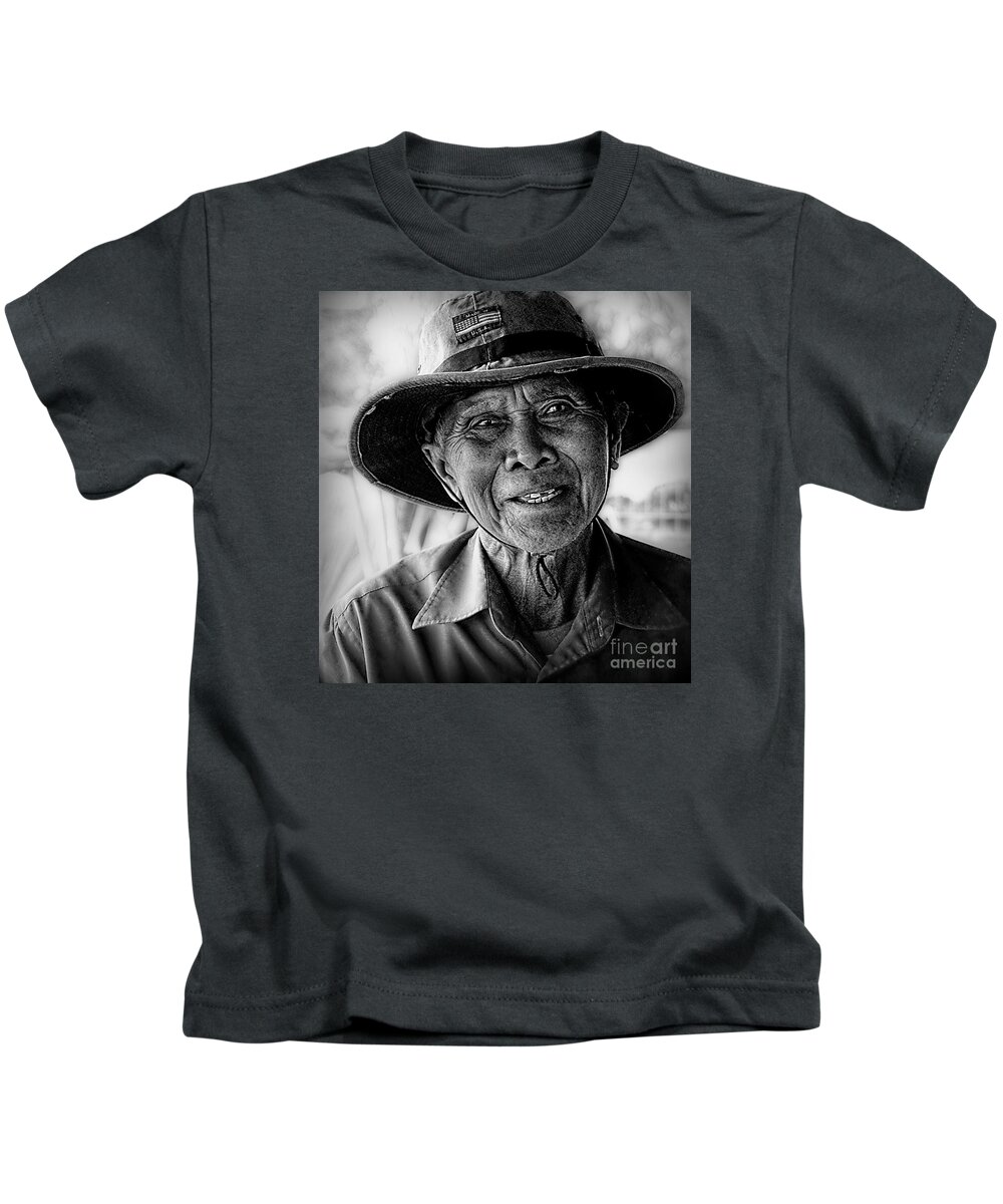 Thailand Kids T-Shirt featuring the digital art Rural Rice Farmer by Ian Gledhill