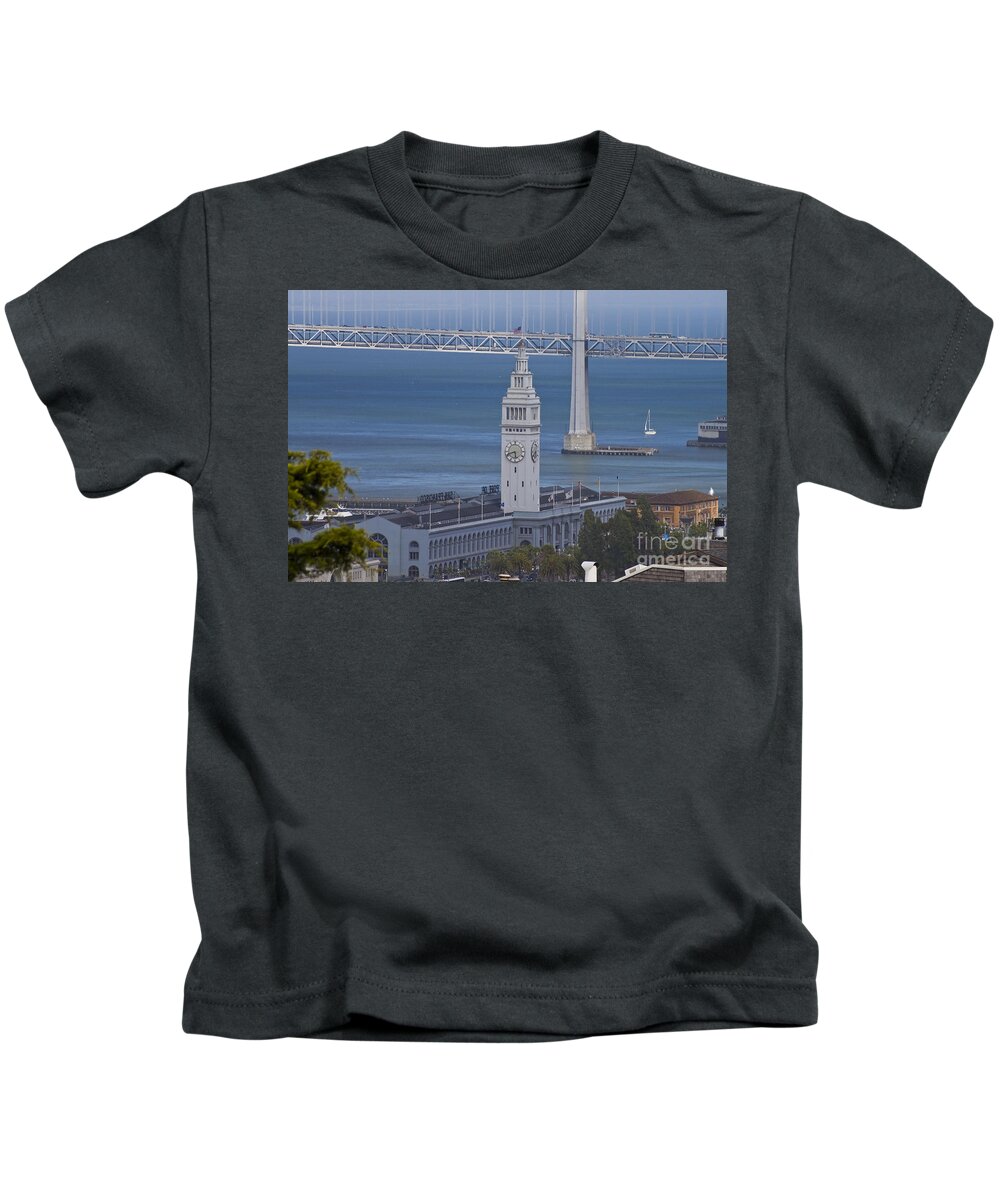 Rush Hour Kids T-Shirt featuring the photograph Rush Hour Above the Ferry Building by Tim Mulina