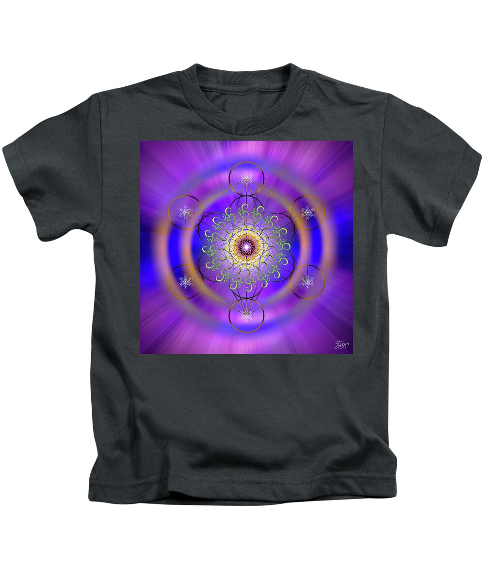 Endre Kids T-Shirt featuring the digital art Sacred Geometry 658 by Endre Balogh