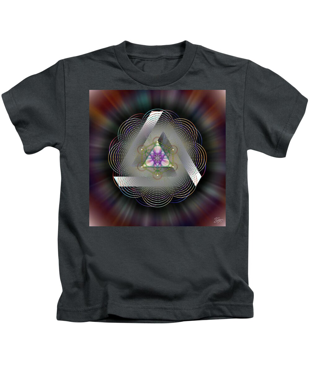 Endre Kids T-Shirt featuring the digital art Sacred Geometry 696 by Endre Balogh