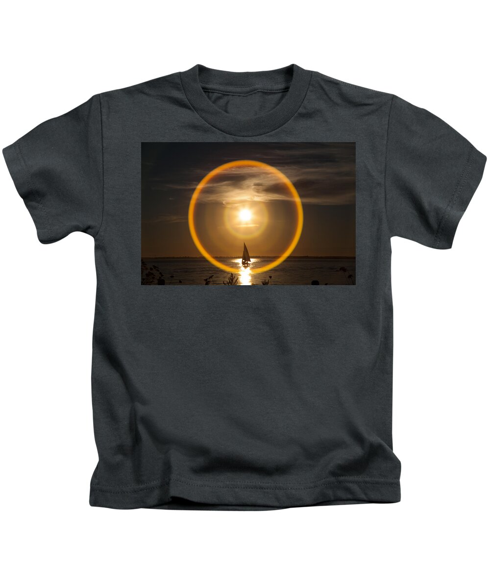 White Rock Kids T-Shirt featuring the photograph Sailing through the Iris by Monte Arnold