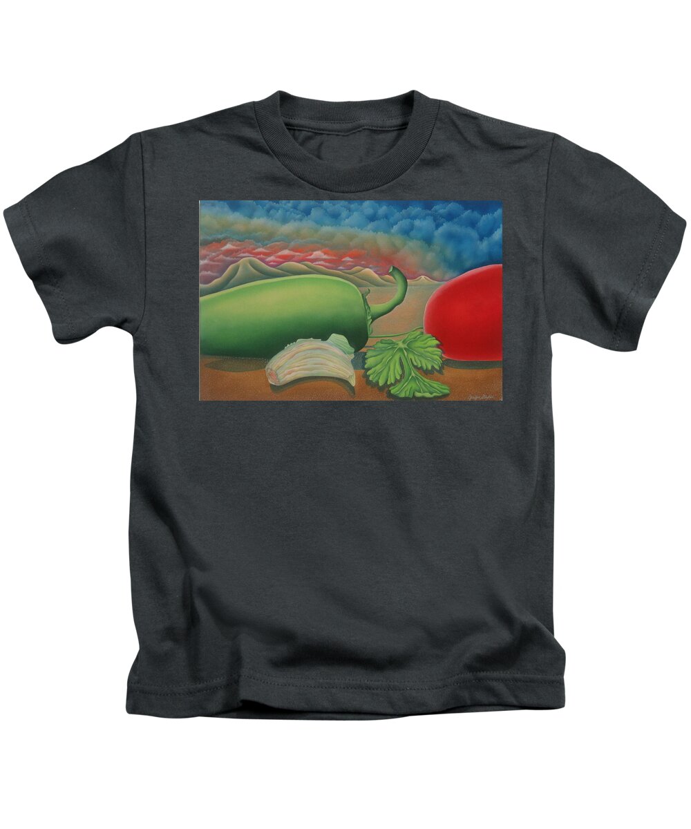 Vegetables Kids T-Shirt featuring the painting Salsa Across Texas by Jeniffer Stapher-Thomas
