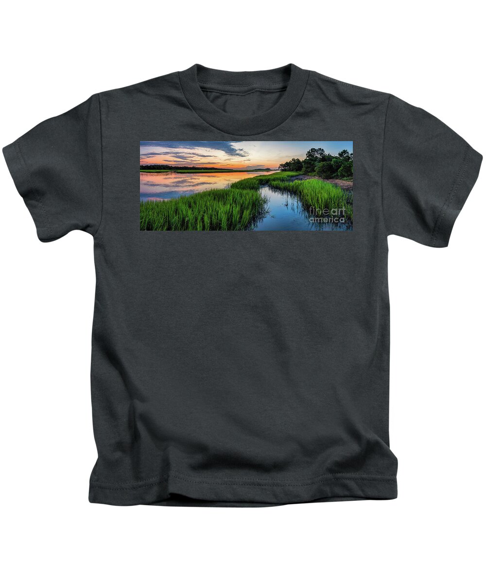 Saltwater Marsh Kids T-Shirt featuring the photograph Saltwater Marsh Summer Sunrise by David Smith