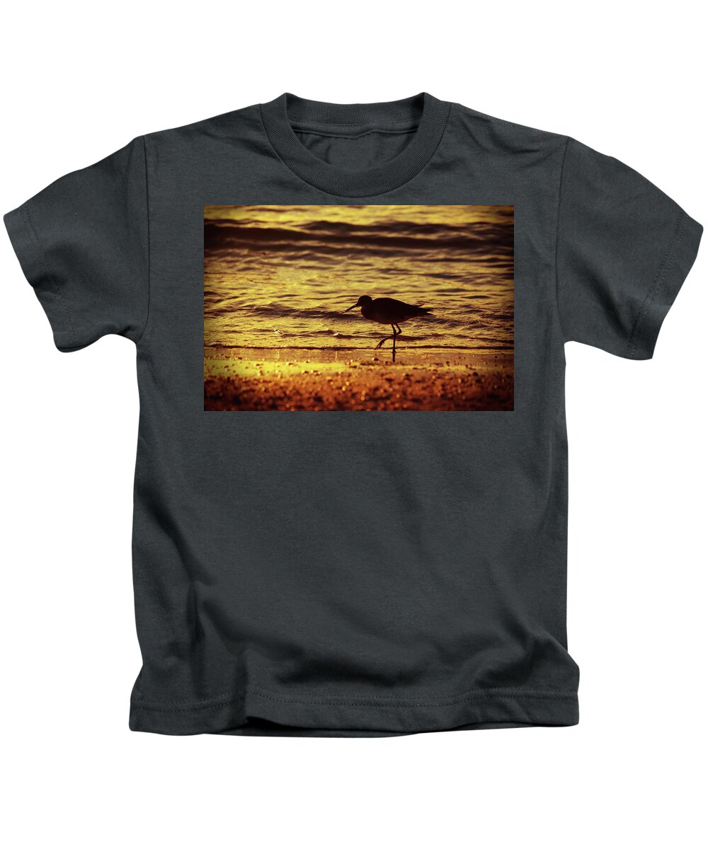 Bird Kids T-Shirt featuring the photograph Sandpiper Shore by Stoney Lawrentz