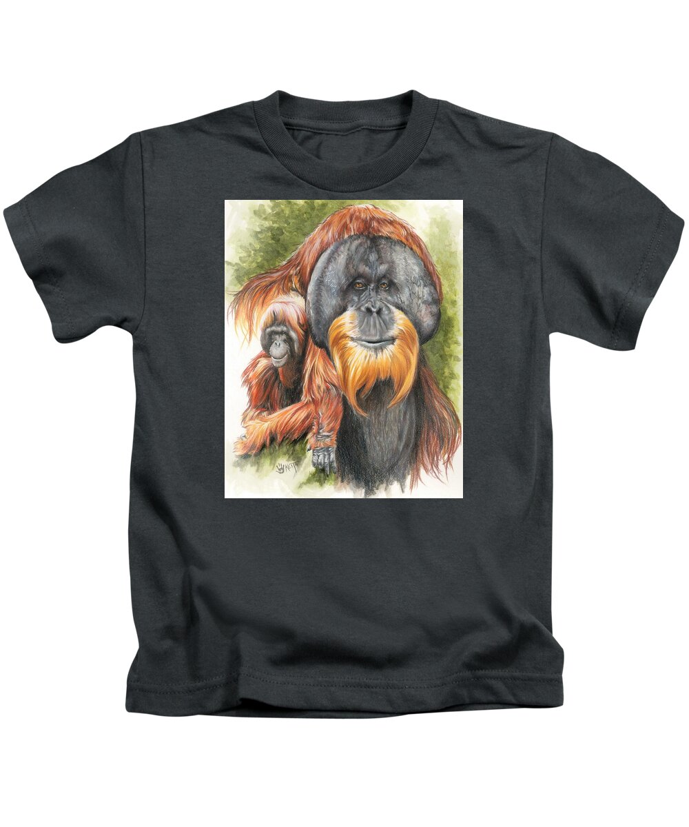 Orangutan Kids T-Shirt featuring the mixed media Sang-froid by Barbara Keith