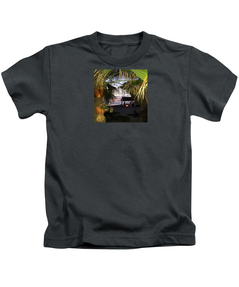 Sanosunset Kids T-Shirt featuring the drawing Sano Shack Sunset by Paul Carter
