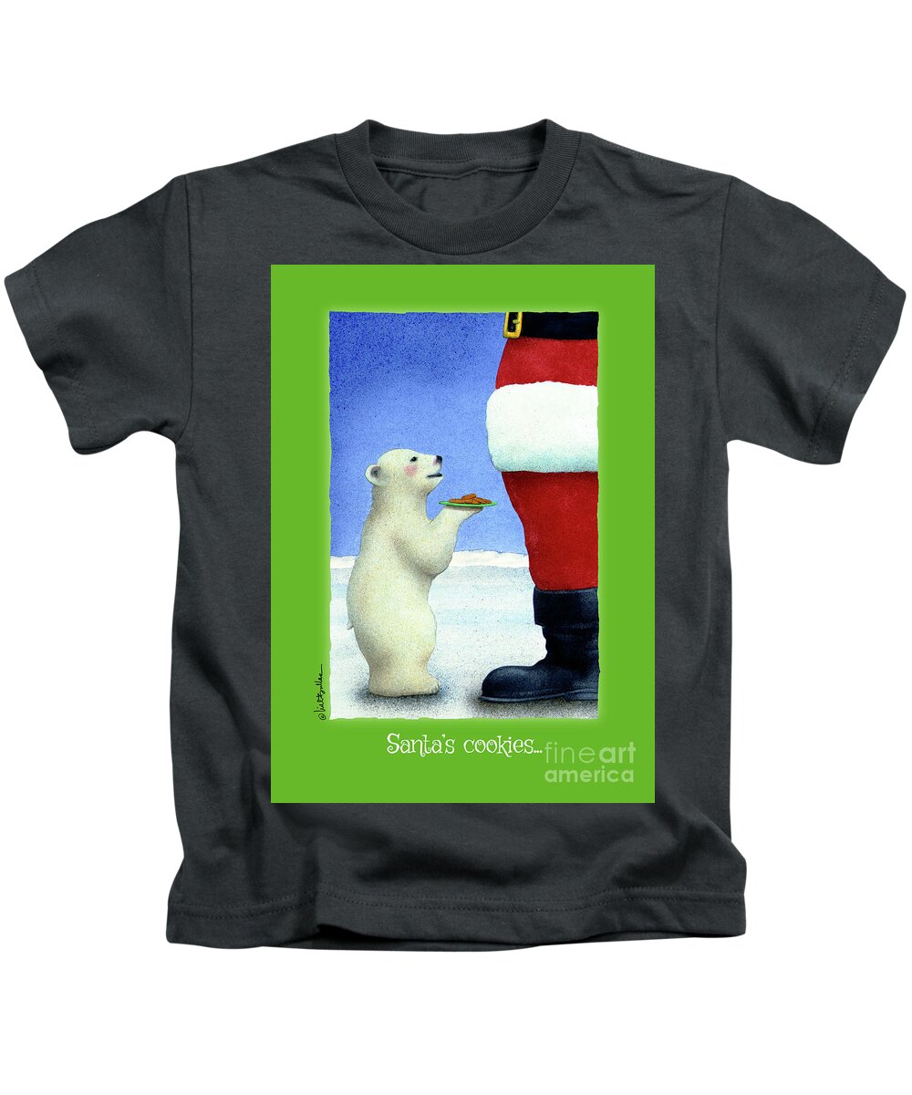 Will Bullas Kids T-Shirt featuring the painting Santa's cookies... by Will Bullas