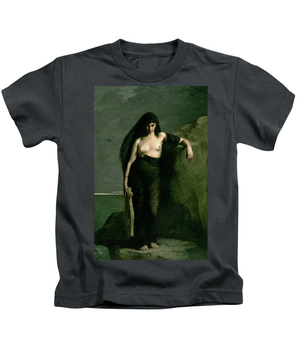 Pre-raphaelite Kids T-Shirt featuring the painting Sappho by Auguste Mengin