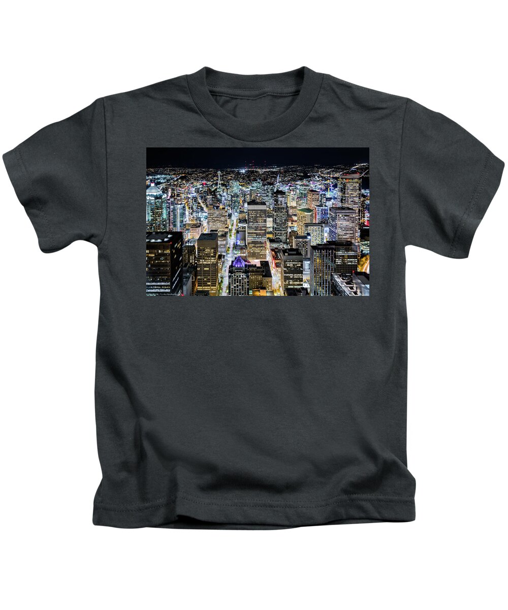 Seattle Kids T-Shirt featuring the photograph Seattle lights by Mihai Andritoiu