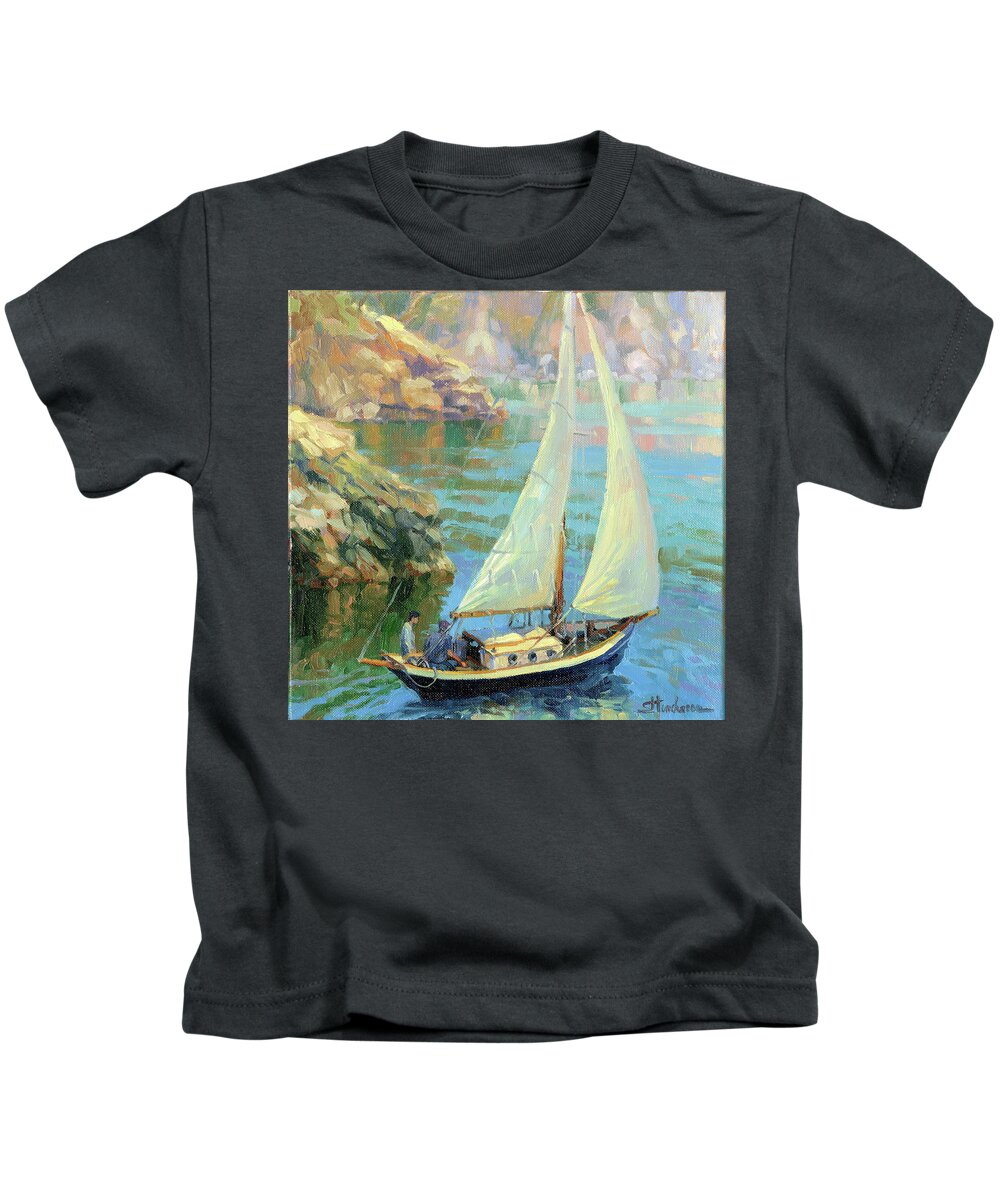 Sailboat Kids T-Shirt featuring the painting Saturday by Steve Henderson