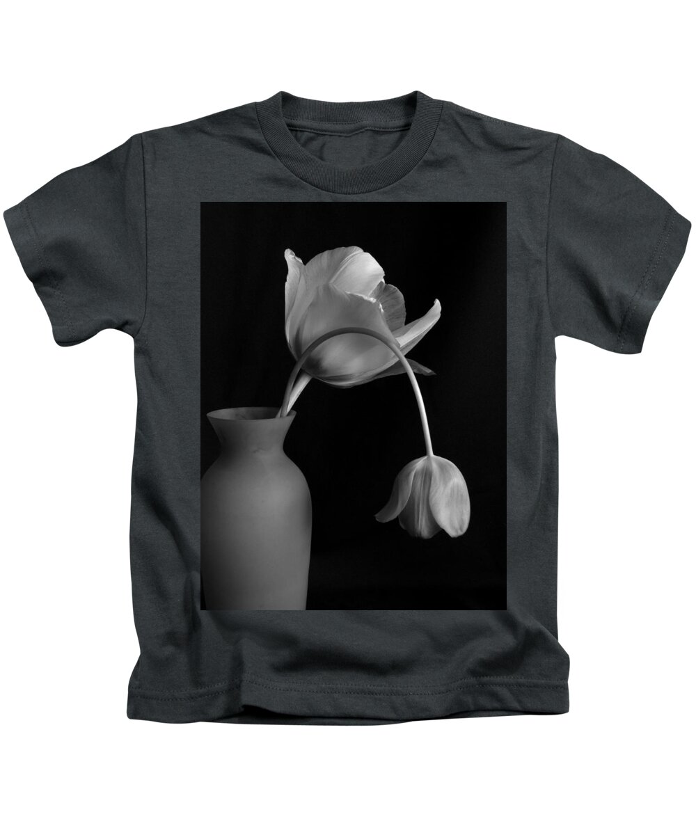 Black And White Kids T-Shirt featuring the photograph Saying goodbye by Thomas Pipia