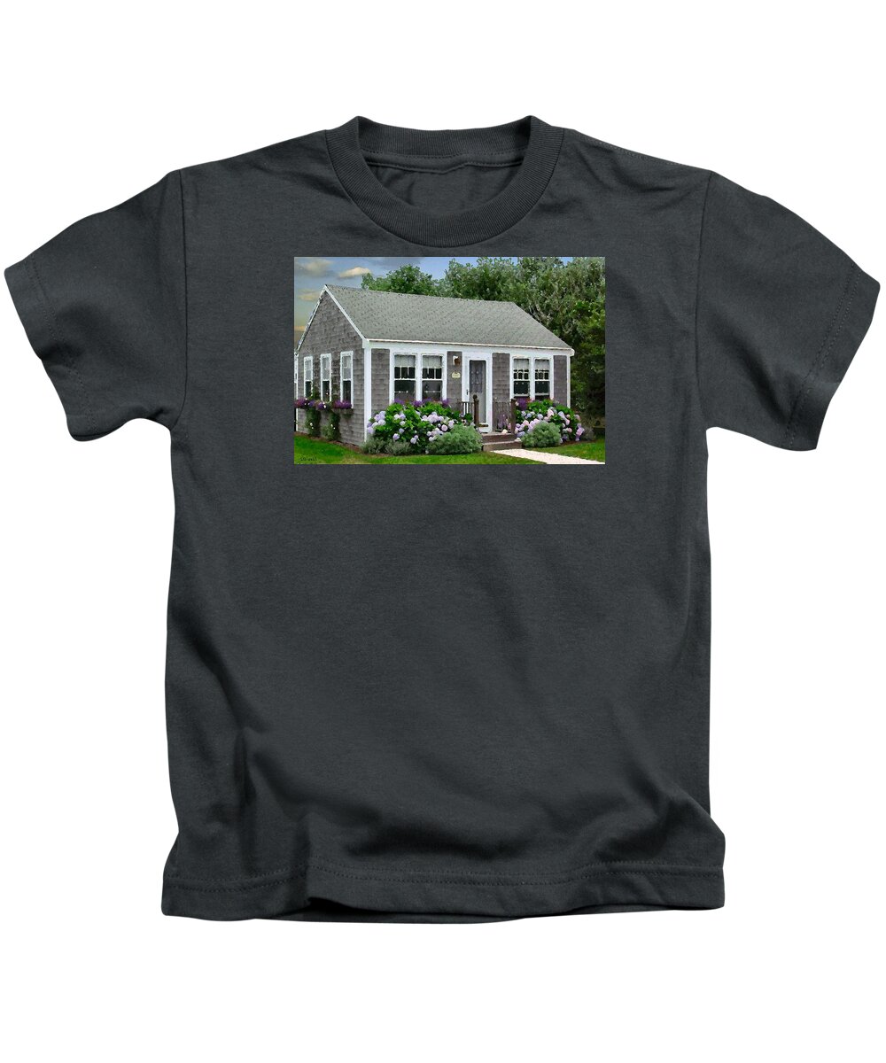 Nantucket Kids T-Shirt featuring the digital art 'Sconset Hut 1 by Lin Grosvenor