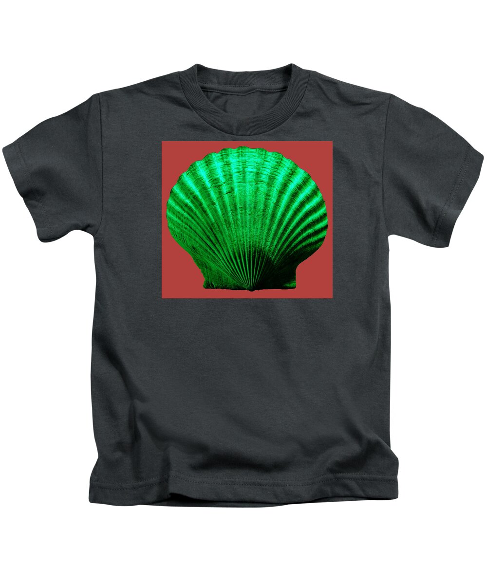 Sea Kids T-Shirt featuring the photograph Sea Shell-Green-red by WAZgriffin Digital