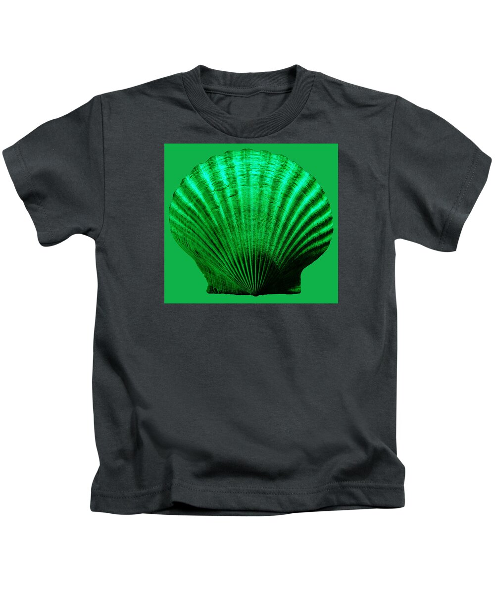 Sea Kids T-Shirt featuring the photograph Sea Shell -Green by WAZgriffin Digital