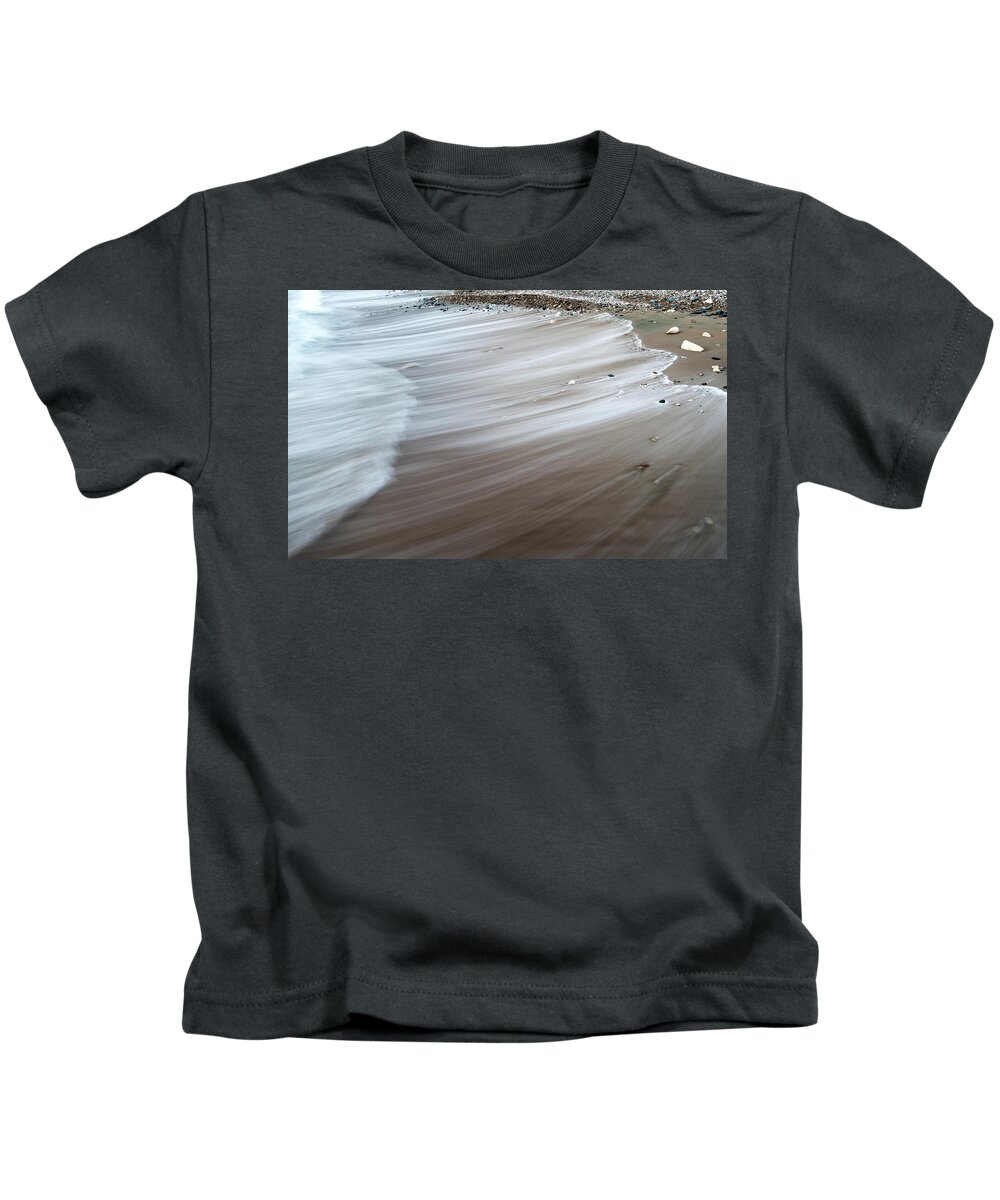 Coastline Kids T-Shirt featuring the photograph Sea water nature abstract background by Michalakis Ppalis