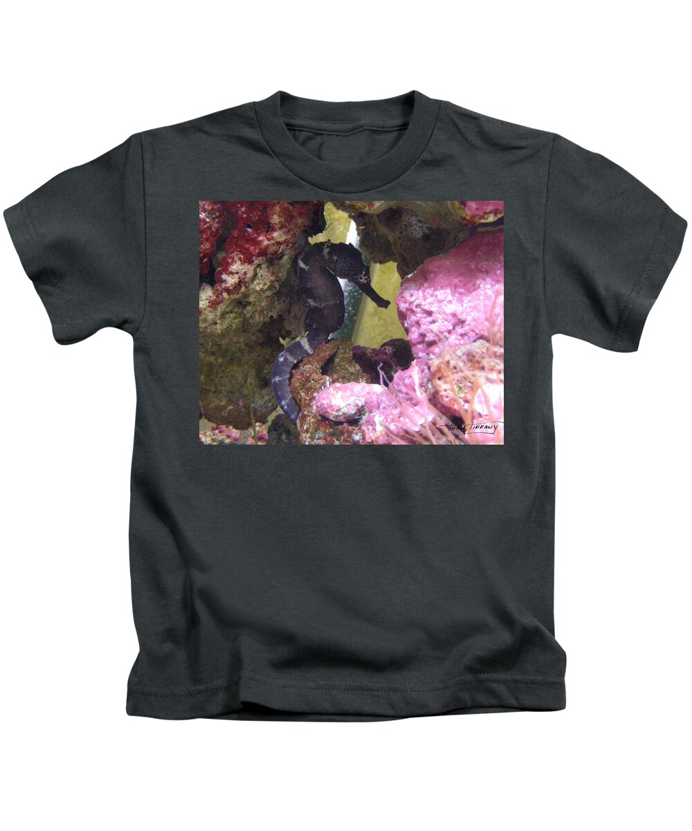 Faunagraphs Kids T-Shirt featuring the photograph Seahorse3 by Torie Tiffany